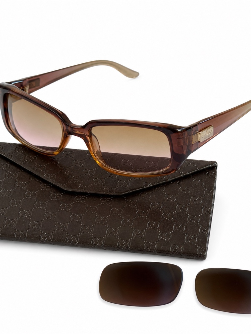 Vintage Gucci GG 2455/S Brown Optyl Sunglasses Original & Prescription Lens Incl